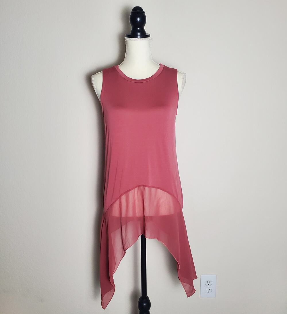 Anthropologie Mauve Pink Hanky Hem Tank Top Small